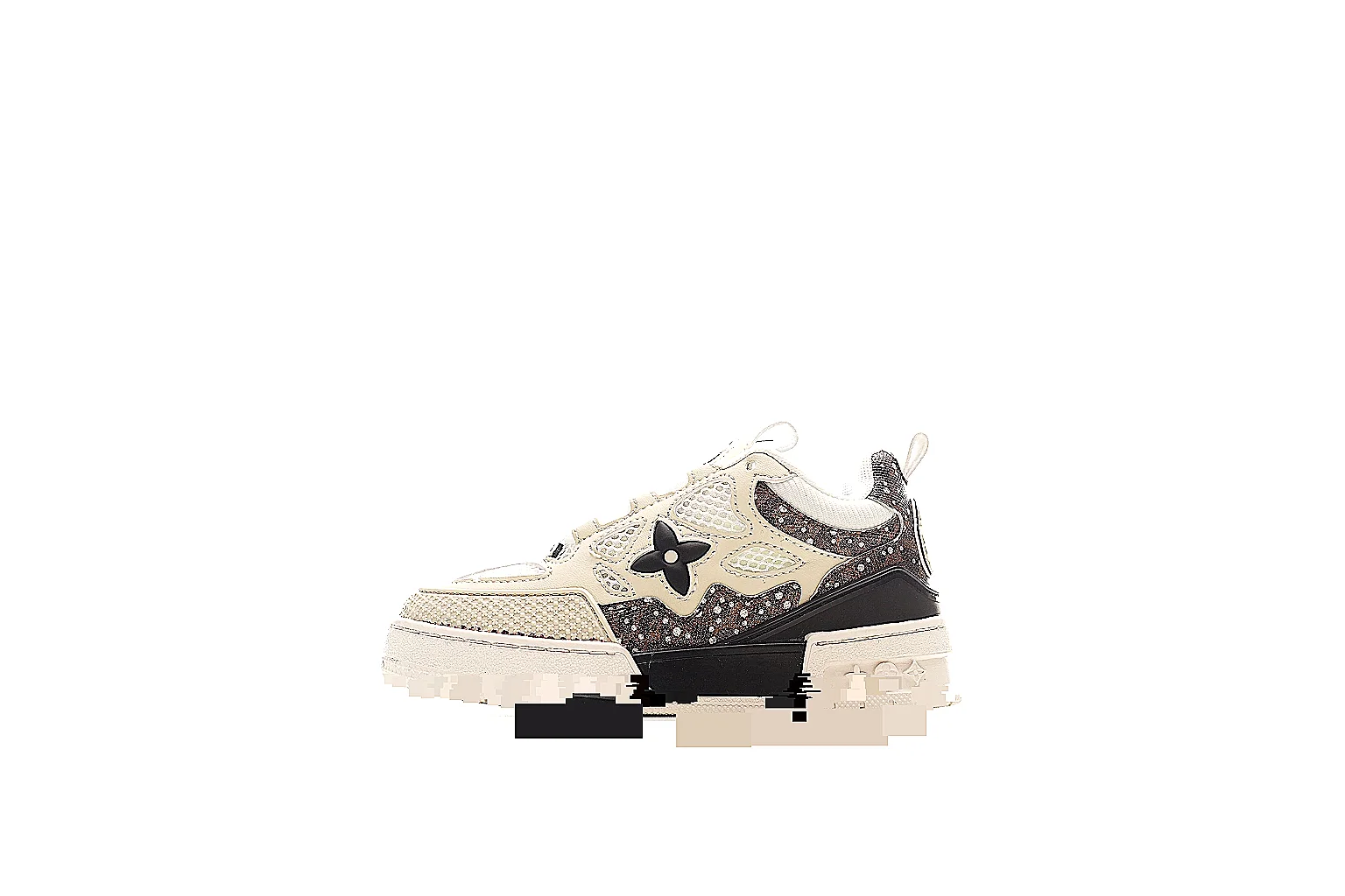 Louis Vuitton 0766 cream black trainer side and heel QC comparison gallery thumbnail 2