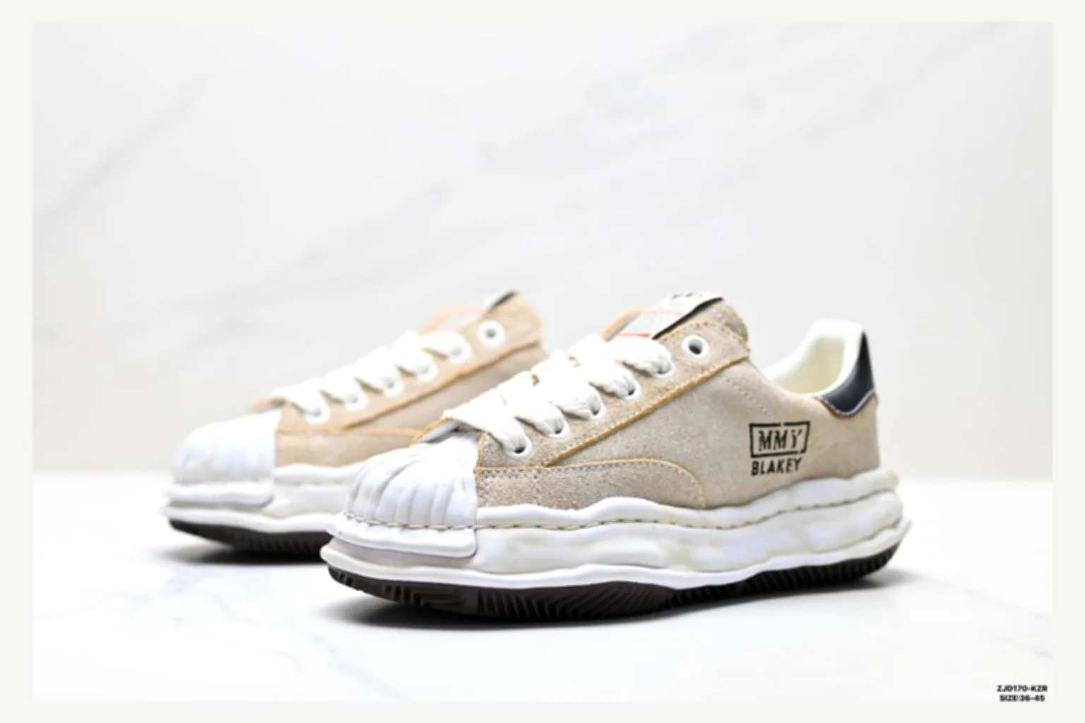 Maison Mihara Yasuhiro Blakey White Black Low Top comparison proof image SKU 1182167448 thumbnail 3