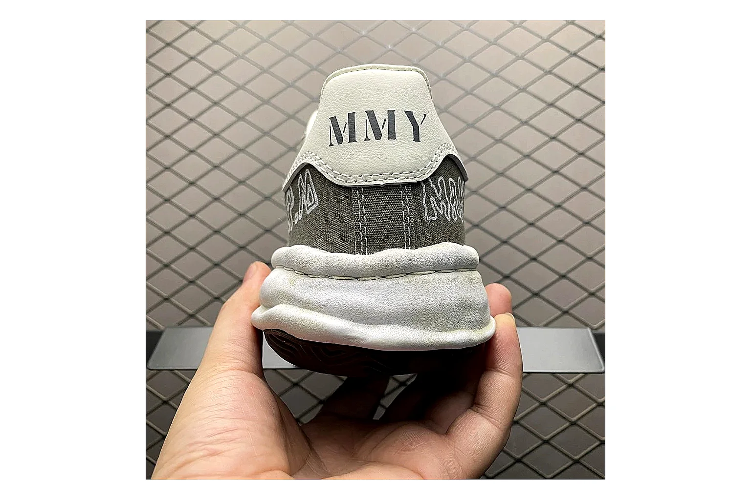 Maison Mihara Yasuhiro Blakey Grey comparison signal photo with white grey blakey distressed low-top with canvas upper and low top shape thumbnail 2