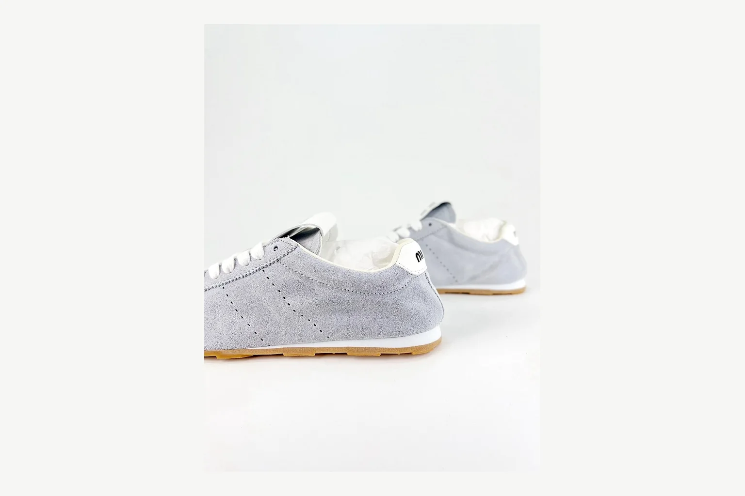 Miu Miu Grey Low Sneaker comparison signal photo with grey fashion low-top with mixed-material upper and low-profile shape thumbnail 5