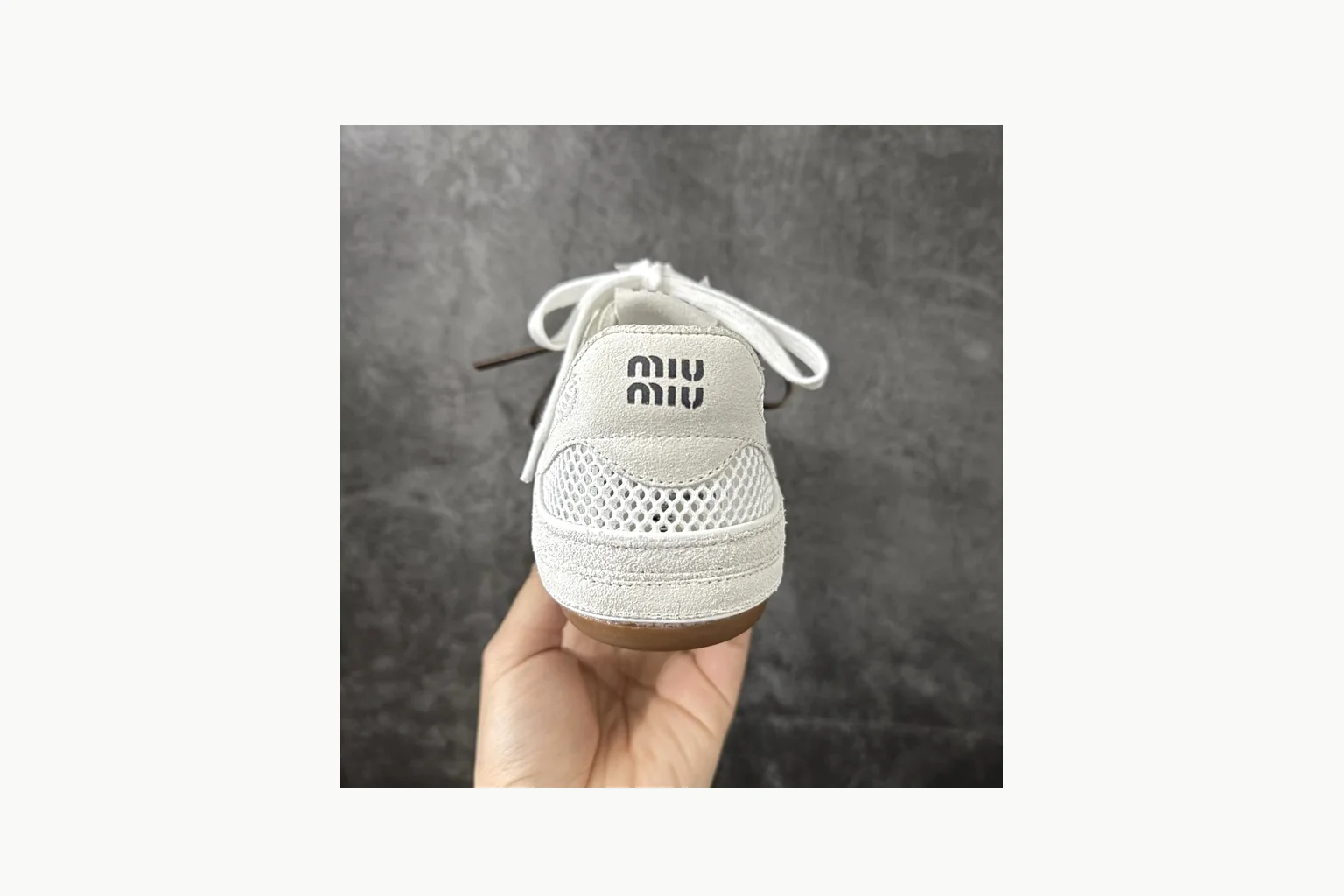 Miu Miu White Bow Sneaker comparison signal photo with white bow-detail low-top with mixed-material upper and low-profile shape thumbnail 3