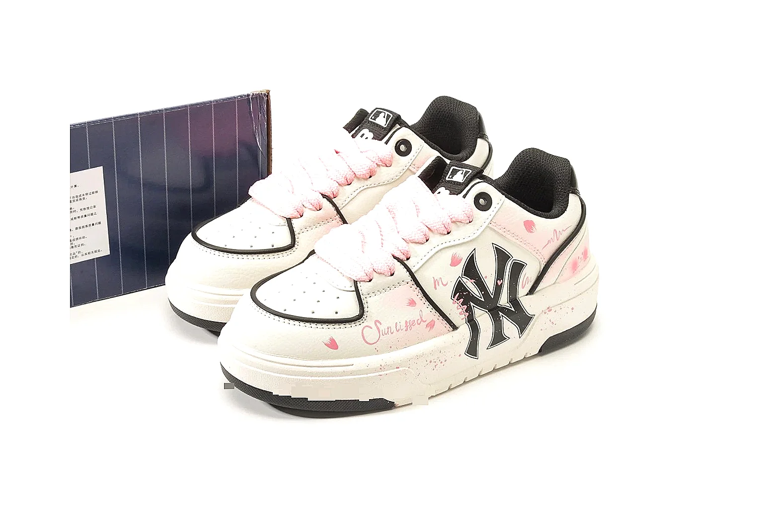MLB chunky low-top White Pink Black 0110 comparison signal note six-photo gallery thumbnail 6