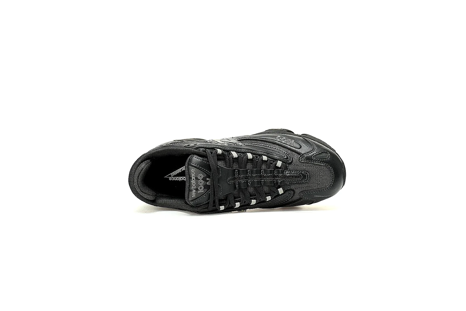 Black New Balance 1000 9807 side profile with mesh panels and silver accents thumbnail 3