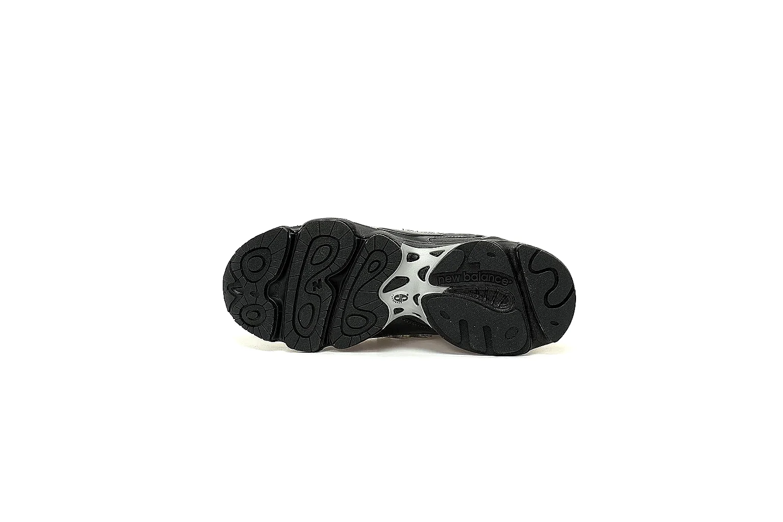 Black New Balance 1000 9807 side profile with mesh panels and silver accents thumbnail 4