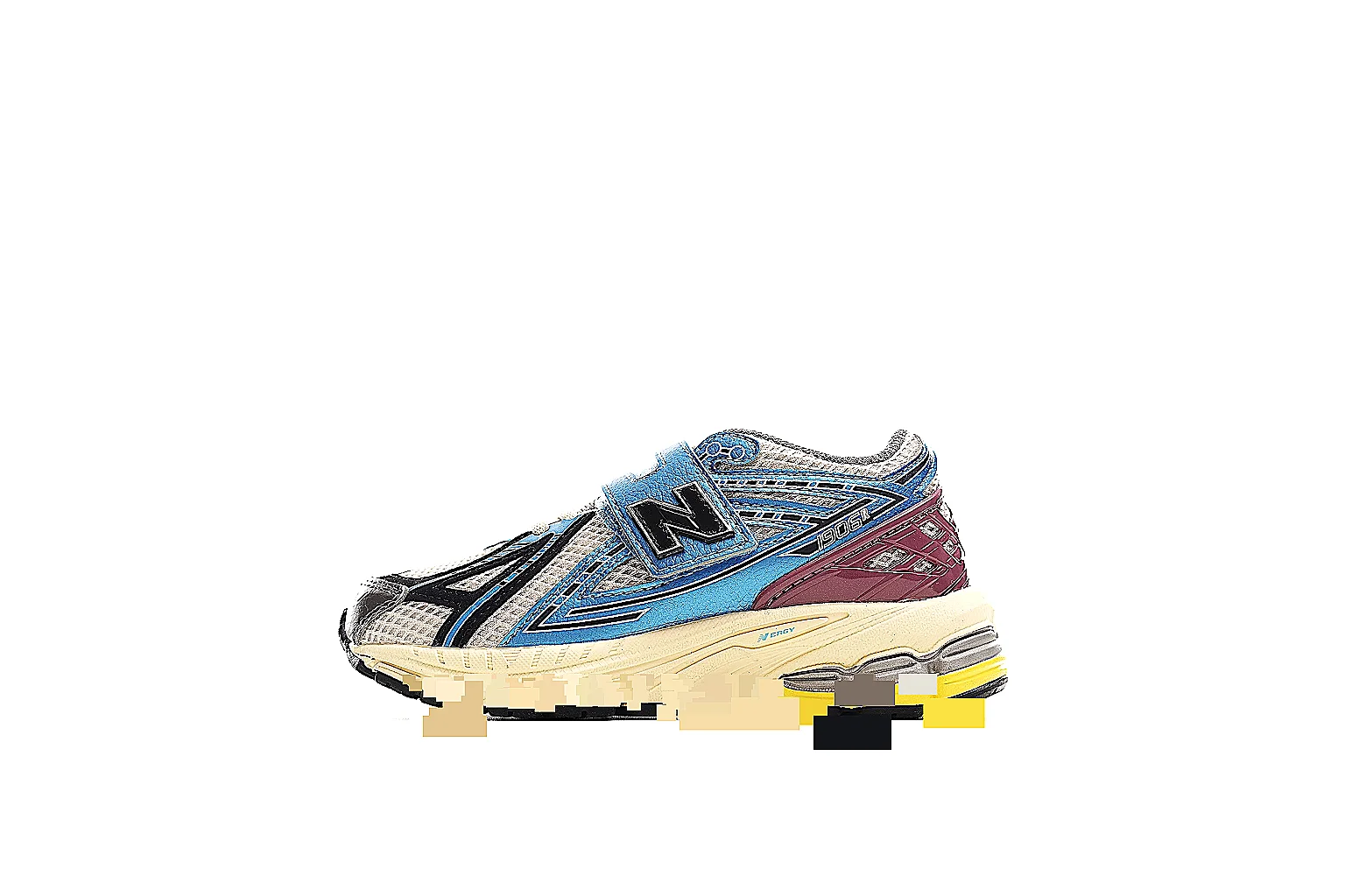 New Balance 1906R blue burgundy runner with side logo and cream midsole QC view thumbnail 2