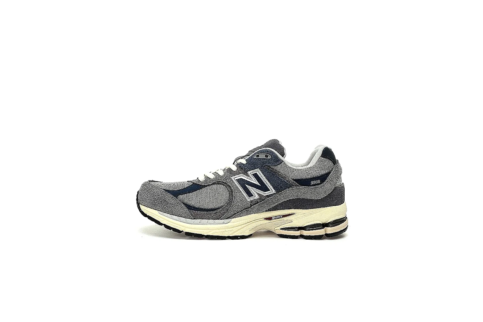 New Balance 2002R grey navy runner with side, outsole, top, and pair QC views thumbnail 6