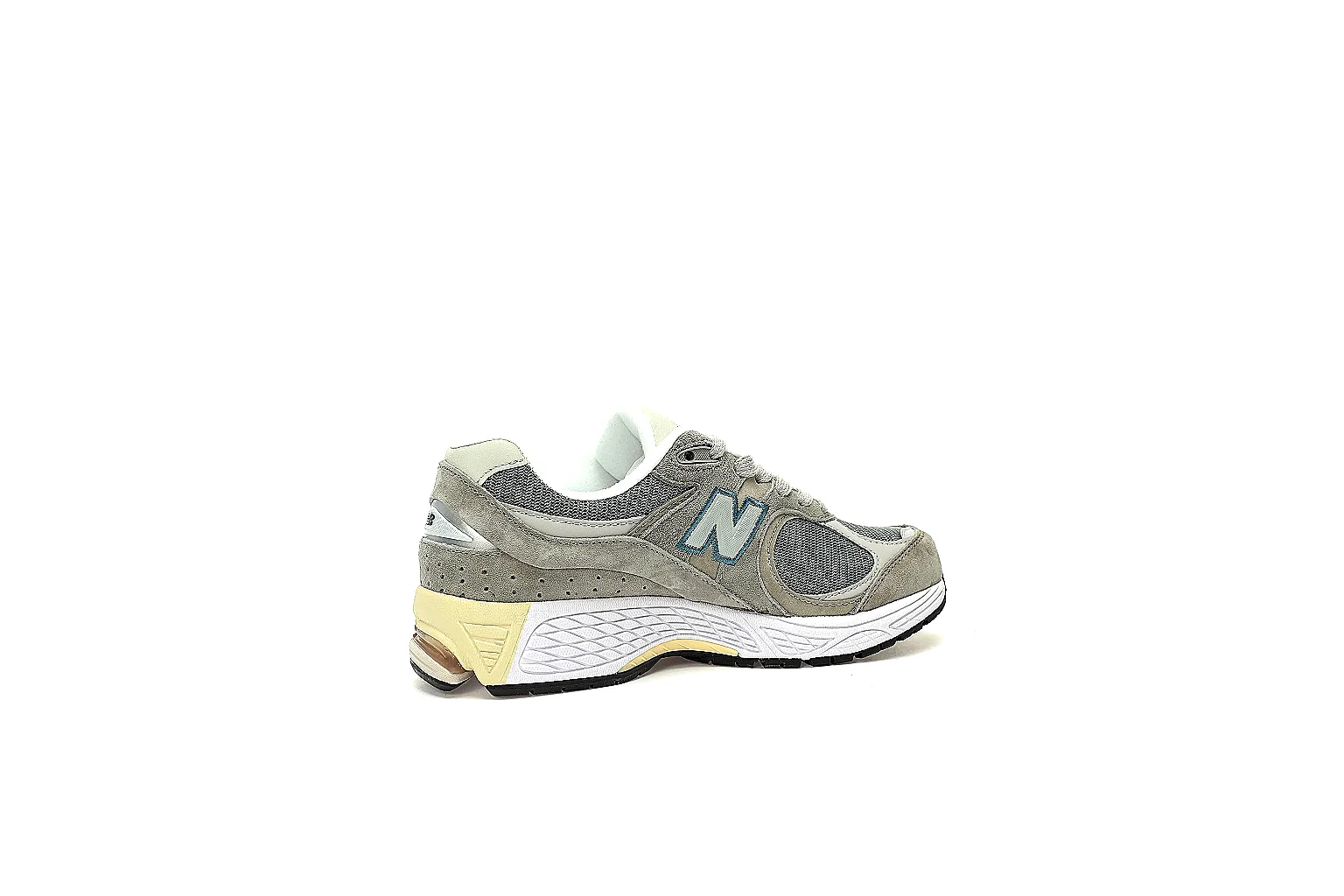 New Balance 2002R grey olive side, top, outsole and paired QC views