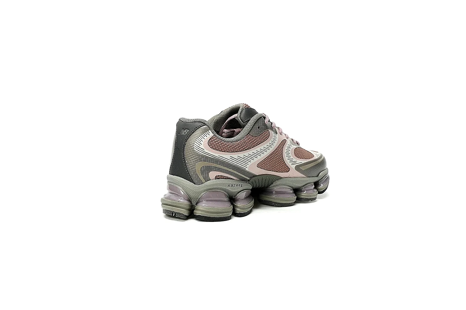 New Balance pink gray runner six-angle QC comparison gallery