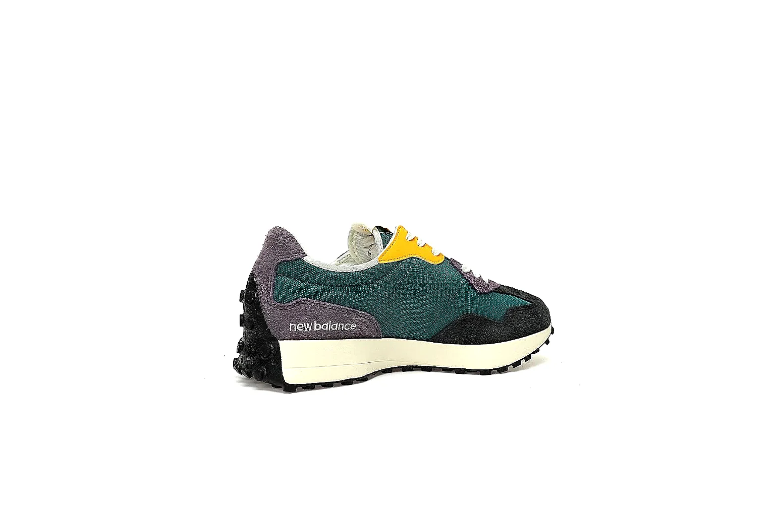 New Balance 327 teal black pair with QC angles and outsole proof at CNY 380