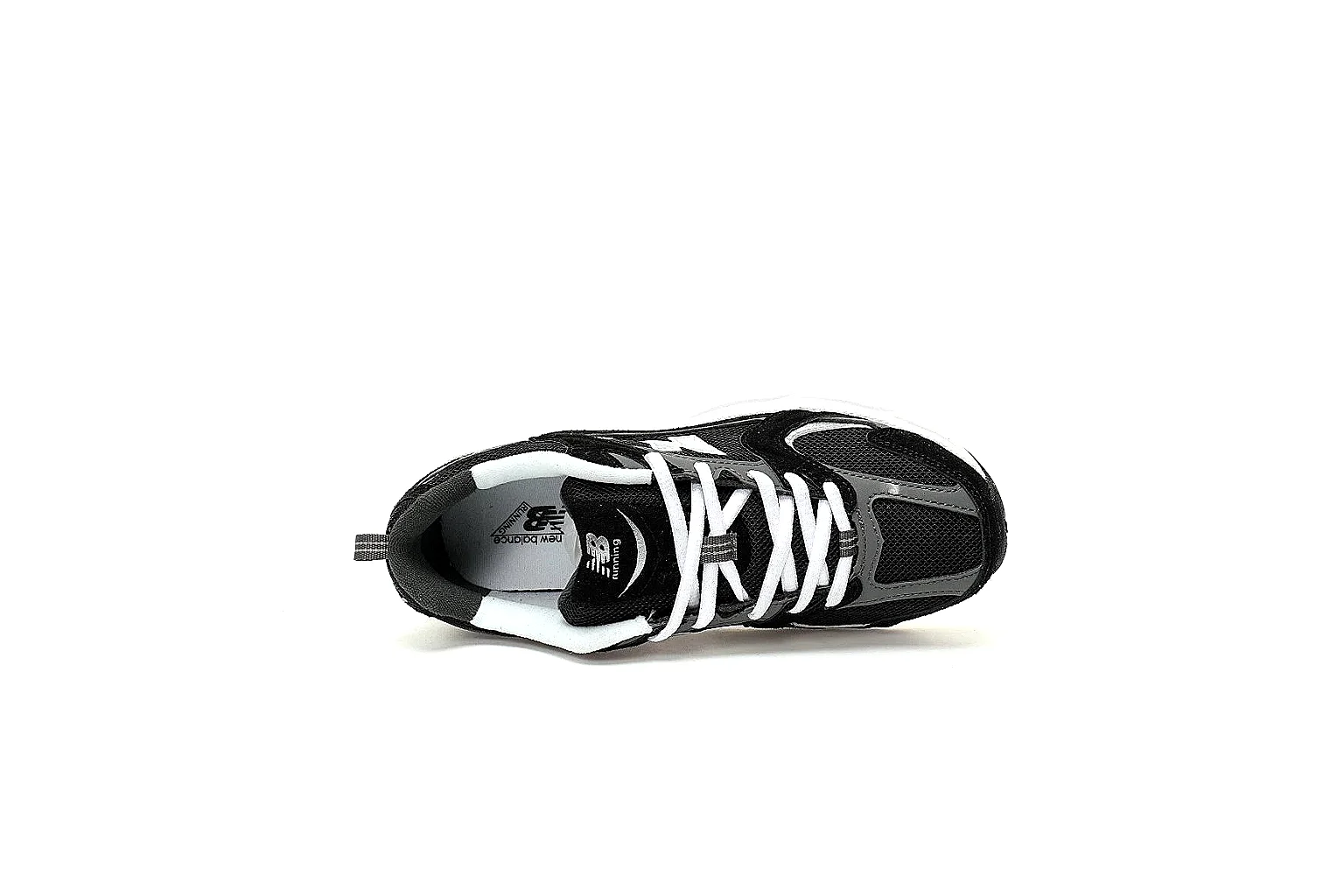 New Balance 530 black white six-angle gallery with outsole and pair view thumbnail 3