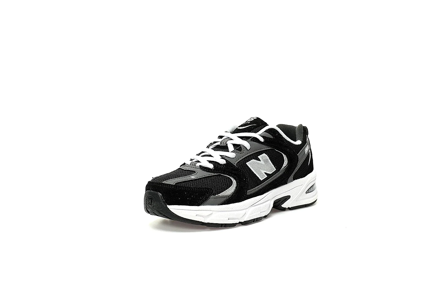 New Balance 530 black white six-angle gallery with outsole and pair view thumbnail 6