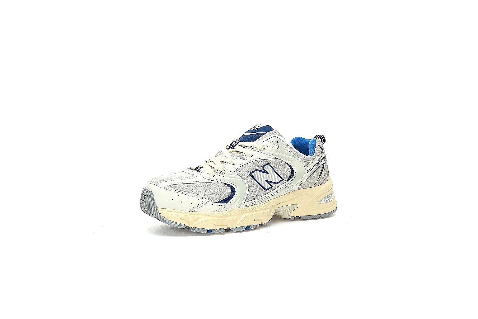 New Balance 530 cream blue pair with QC-visible side logo and outsole thumbnail 6