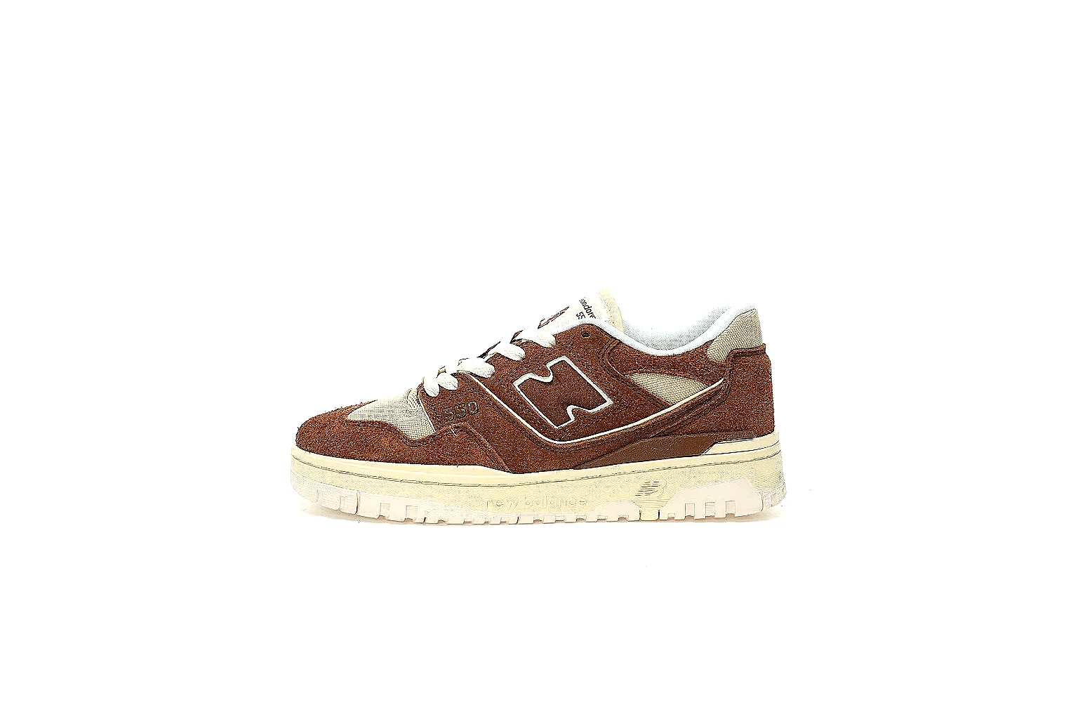 New Balance 550 brown cream suede sneaker with visible N logo and cream sole thumbnail 6