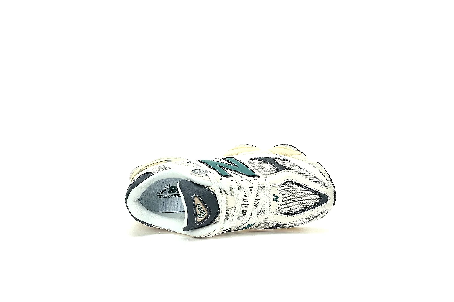 New Balance 9060 cream teal QC gallery with side logo and outsole view thumbnail 3