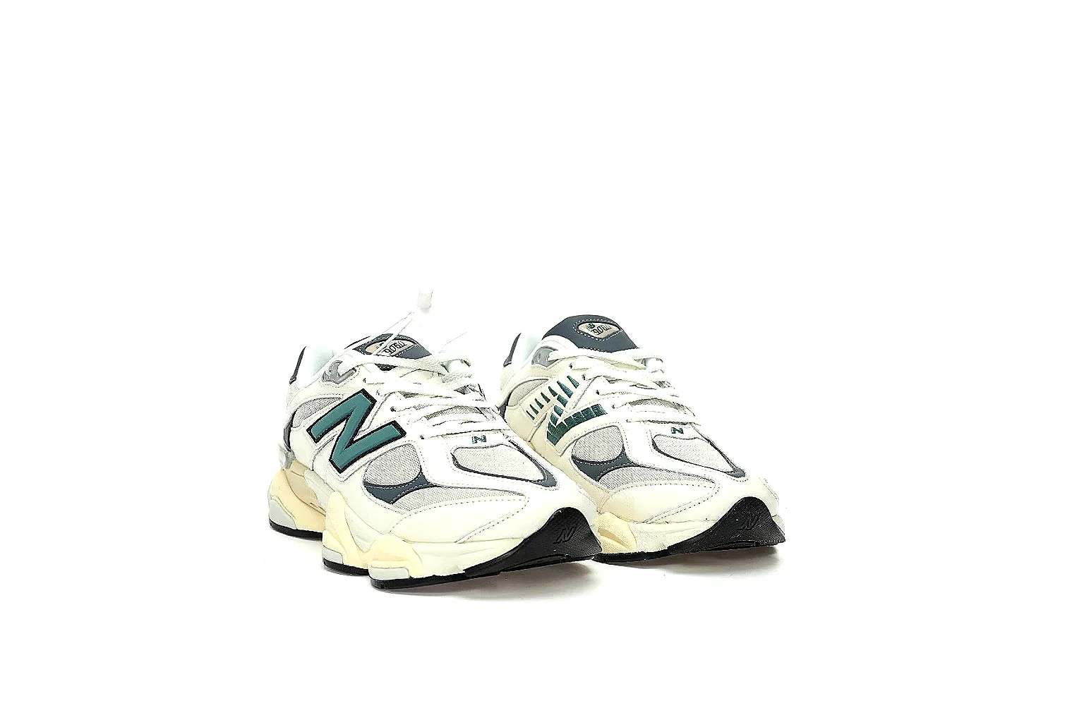 New Balance 9060 cream teal QC gallery with side logo and outsole view thumbnail 5