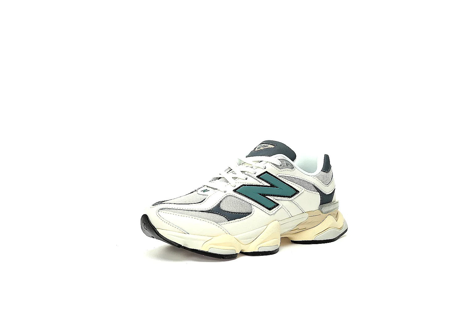 New Balance 9060 cream teal QC gallery with side logo and outsole view thumbnail 6
