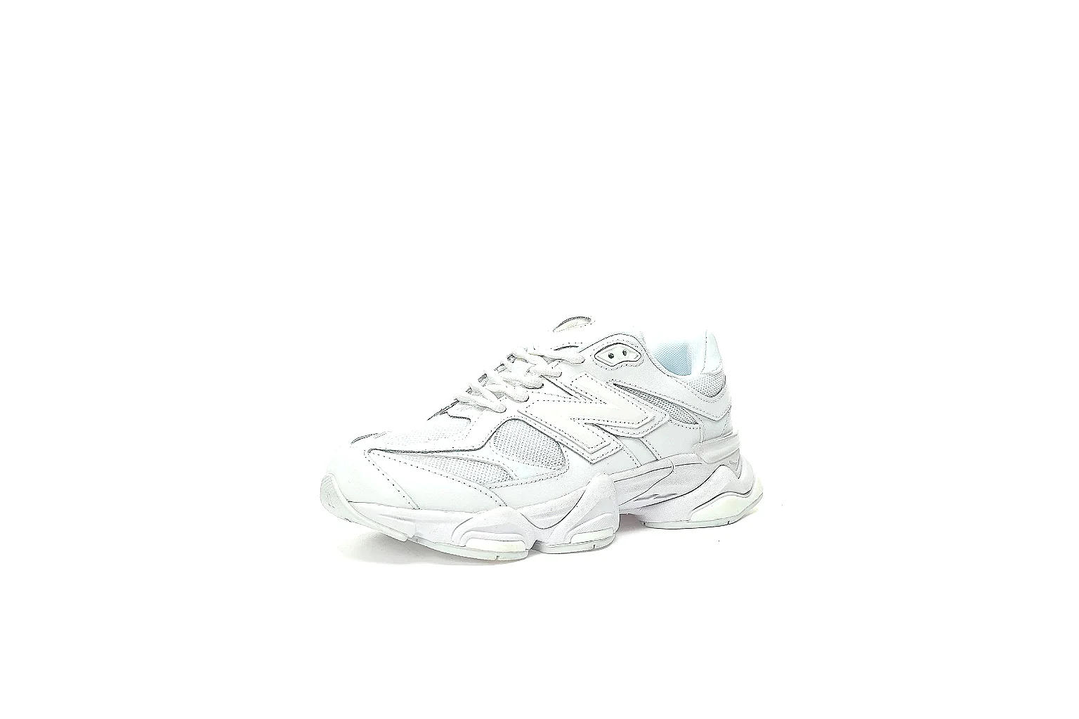 New Balance 9060-style white runner QC gallery with outsole and pair comparison thumbnail 6