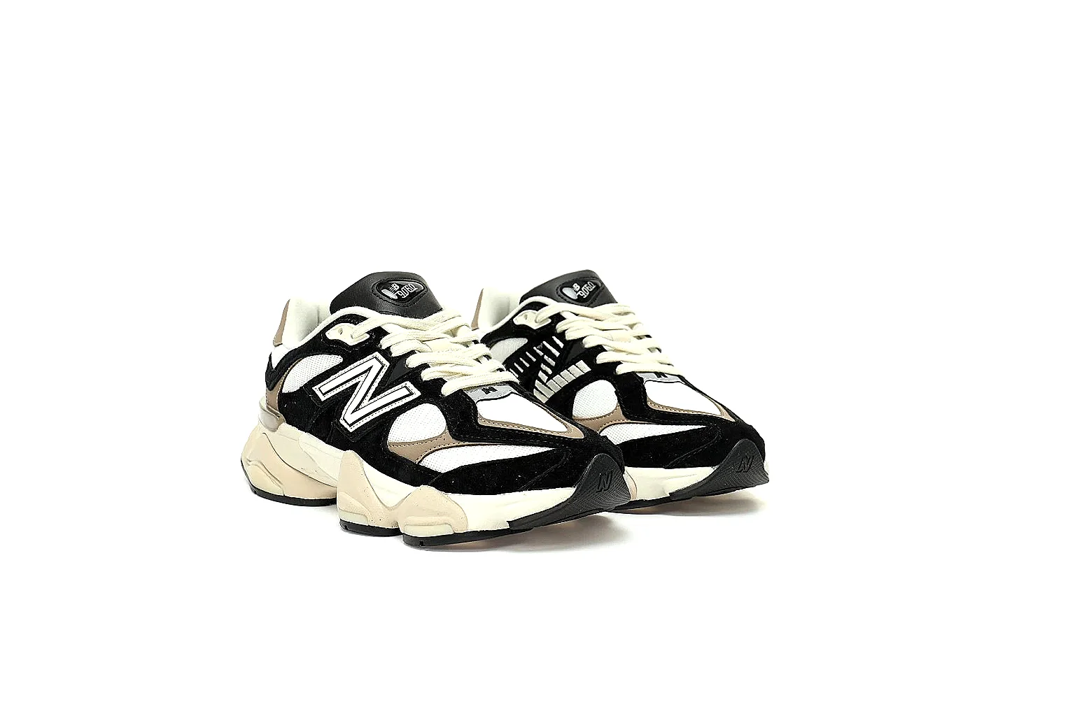 New Balance 9060 black taupe QC comparison with side logo and chunky sole thumbnail 5