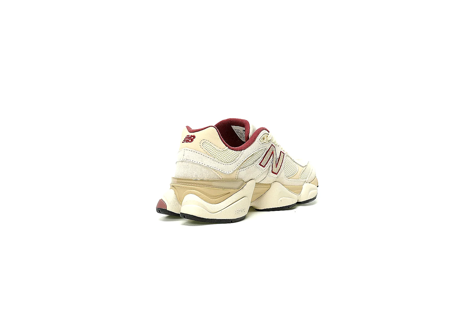 New Balance 9060 cream burgundy QC proof with heel top outsole and pair views thumbnail 6