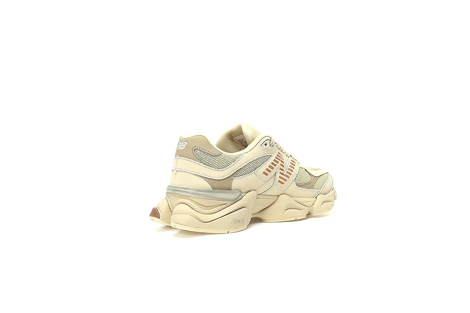 New Balance 9060 cream burgundy runner visible side logo and sculpted midsole