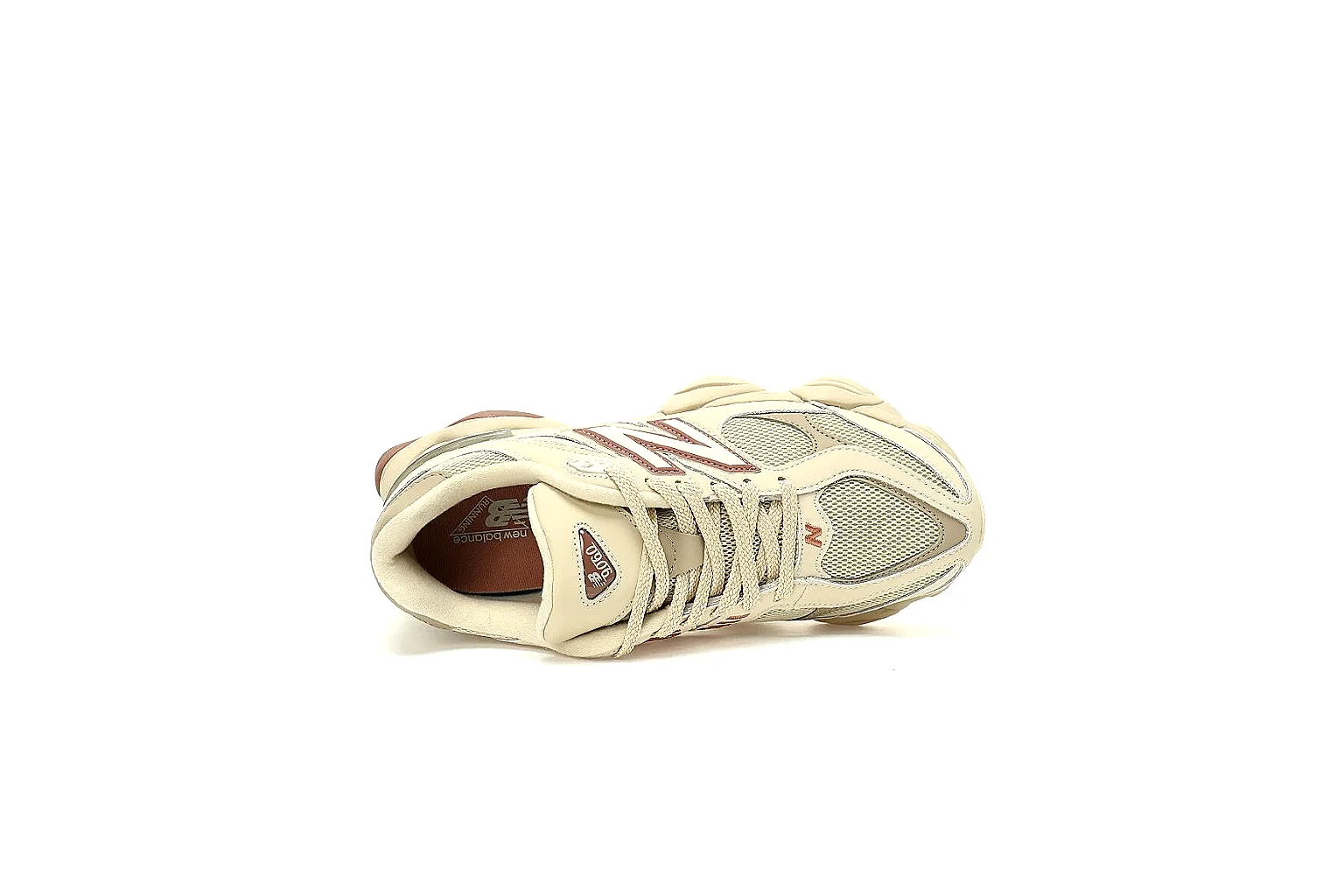 New Balance 9060 cream burgundy runner visible side logo and sculpted midsole thumbnail 3