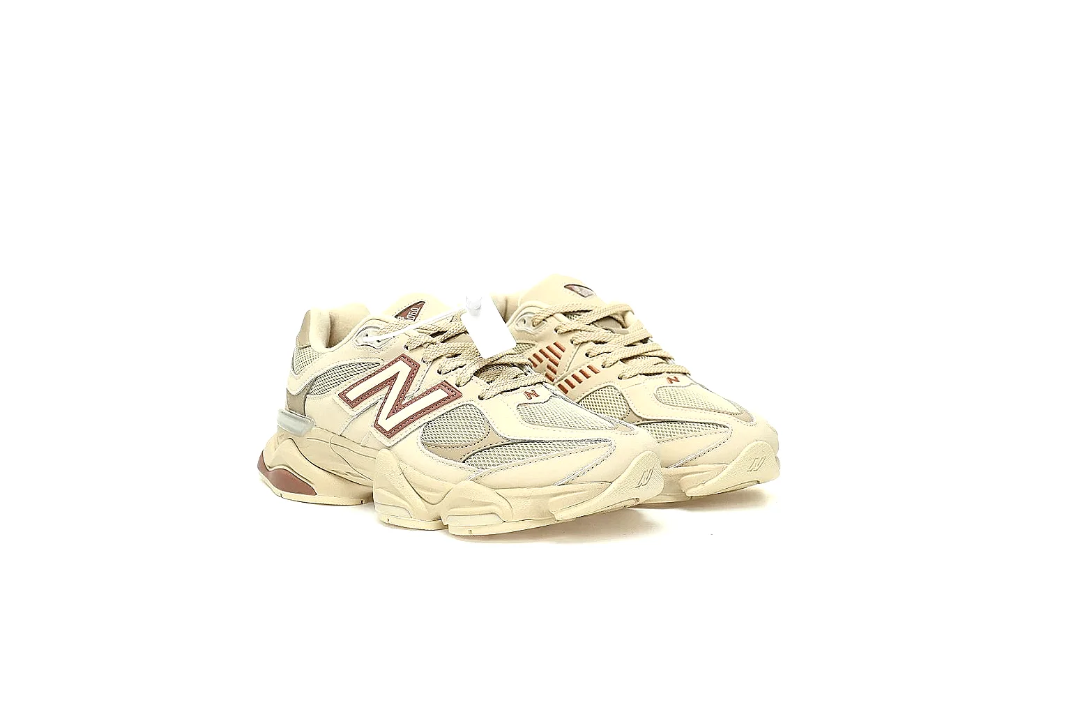 New Balance 9060 cream burgundy runner visible side logo and sculpted midsole thumbnail 5