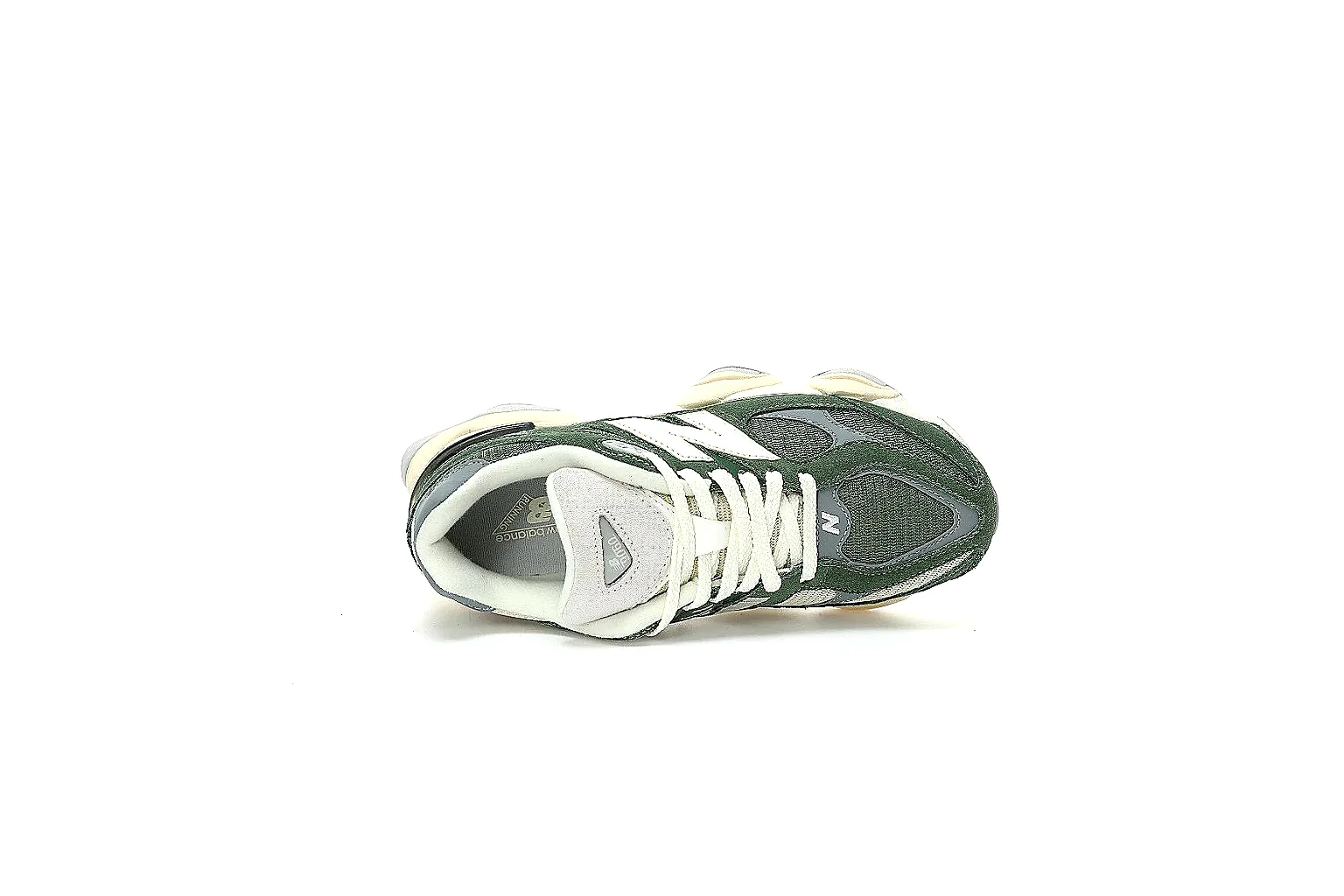 New Balance green cream runner with visible N logo and chunky sole proof thumbnail 3