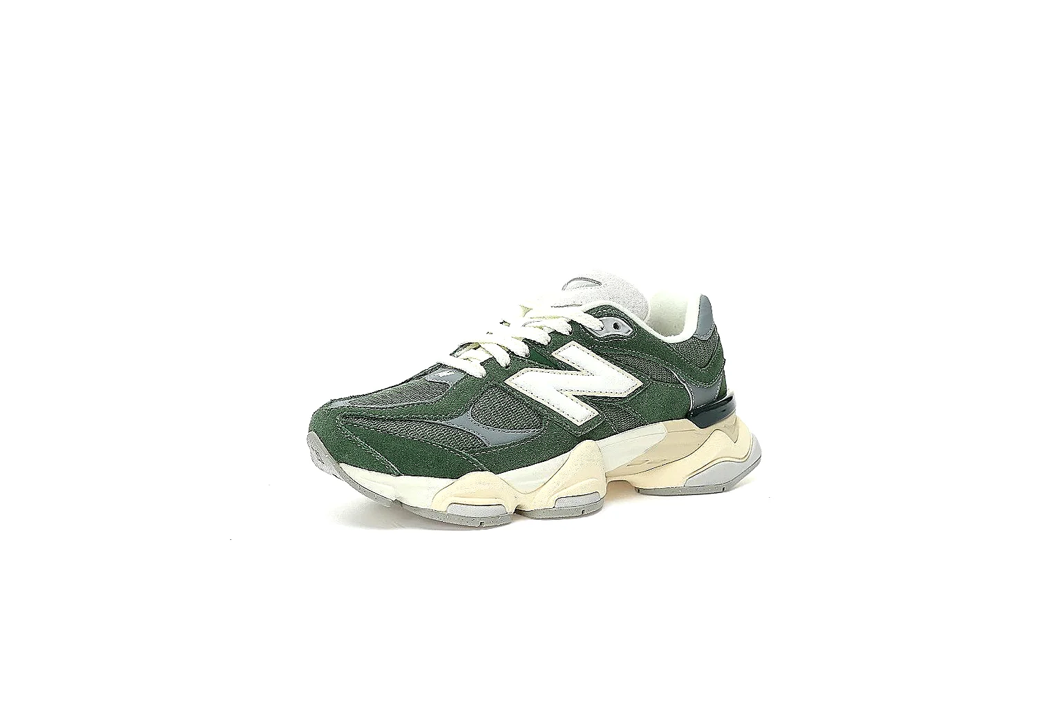 New Balance green cream runner with visible N logo and chunky sole proof thumbnail 6