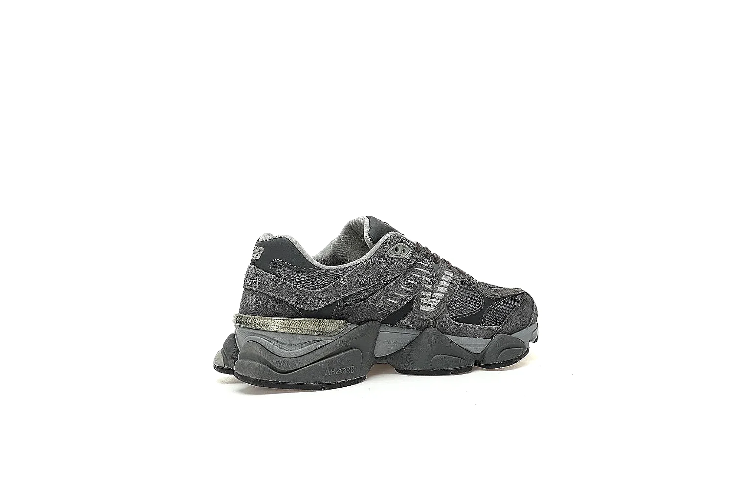 Grey black New Balance 9060 with visible N logo and sculpted midsole