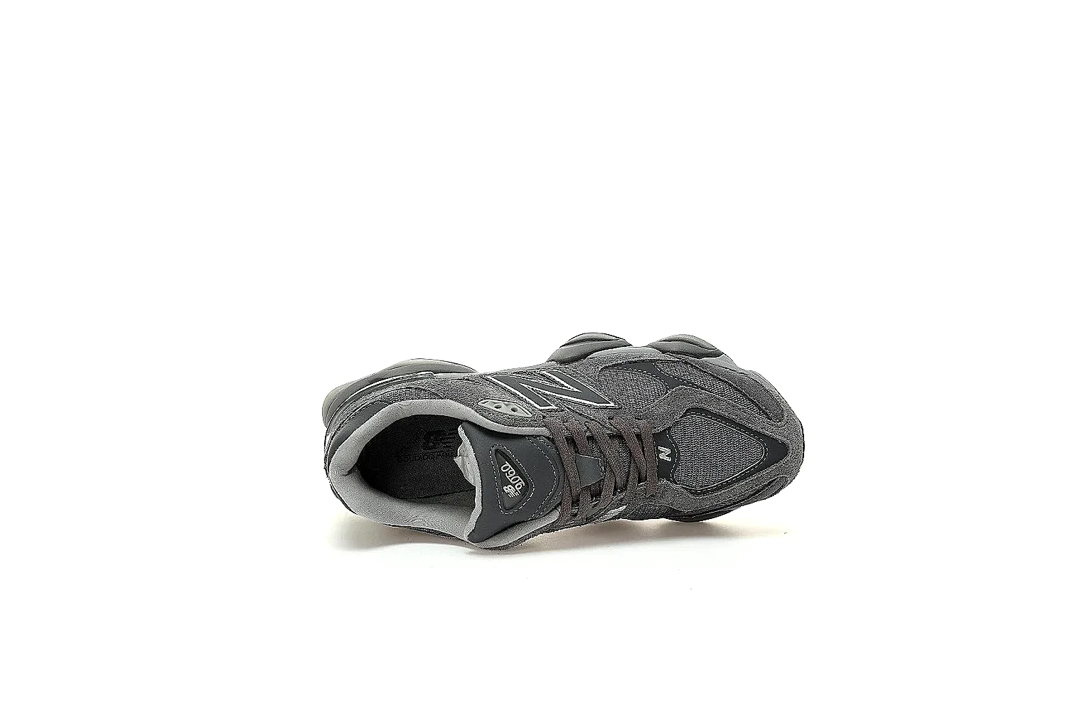 Grey black New Balance 9060 with visible N logo and sculpted midsole thumbnail 3