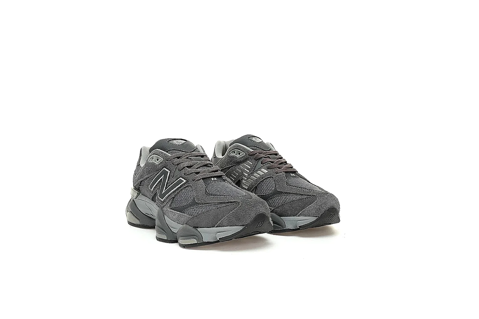 Grey black New Balance 9060 with visible N logo and sculpted midsole thumbnail 5