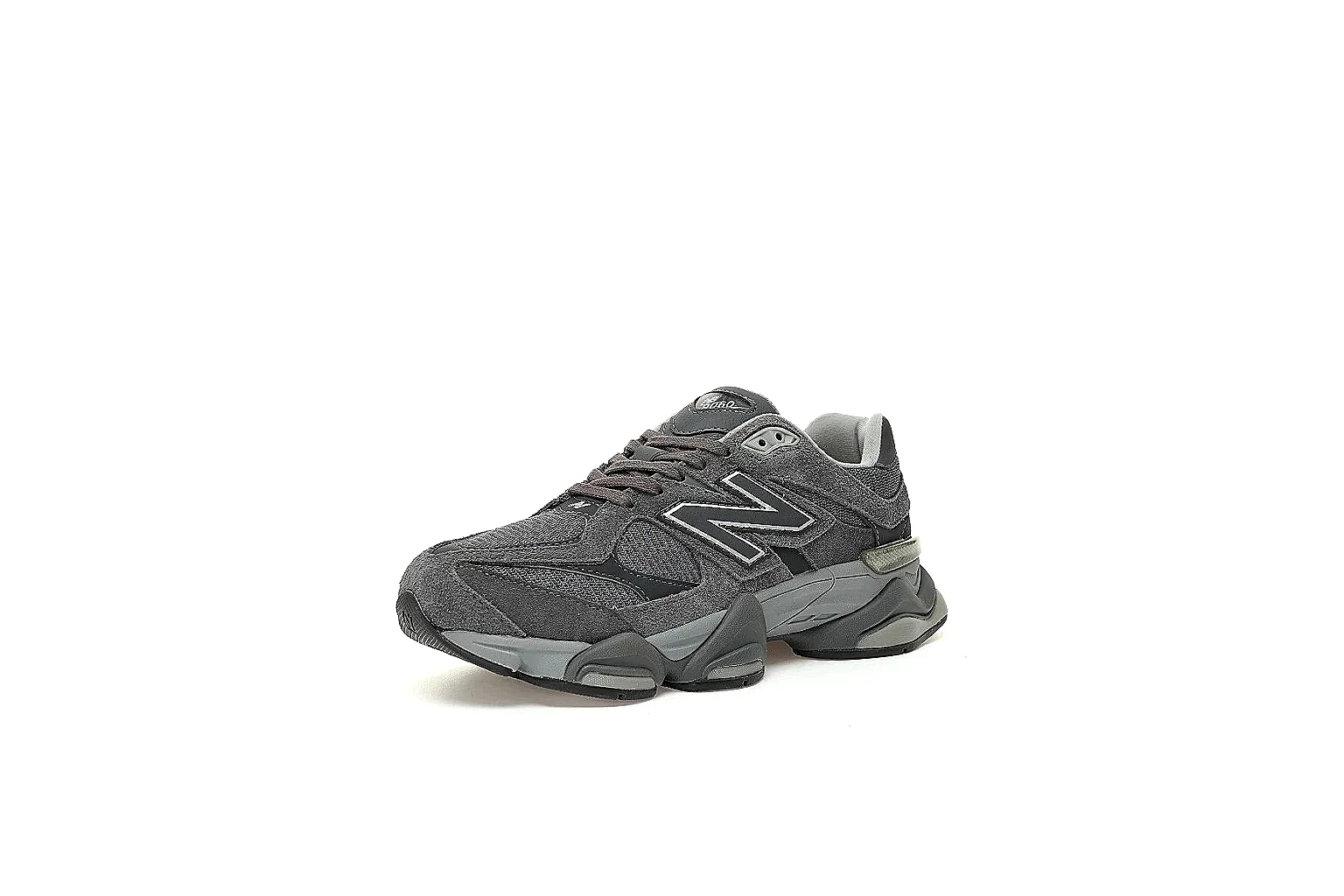 Grey black New Balance 9060 with visible N logo and sculpted midsole thumbnail 6