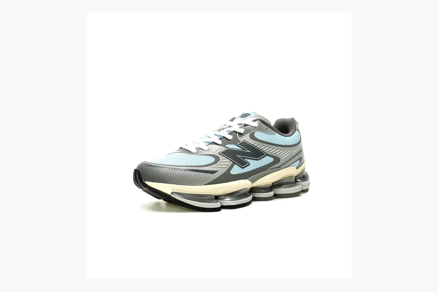 New Balance 9060 Runner Sneaker Silver Teal comparison signal image with silver and teal NB 9060 runner with chunky sole, mesh panels, and side N logo thumbnail 6