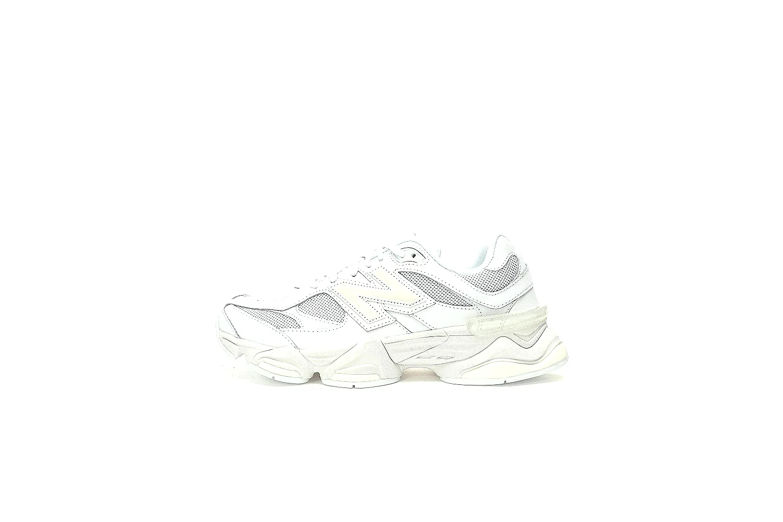New Balance 9060 white mesh runner with layered panels and chunky sole thumbnail 2