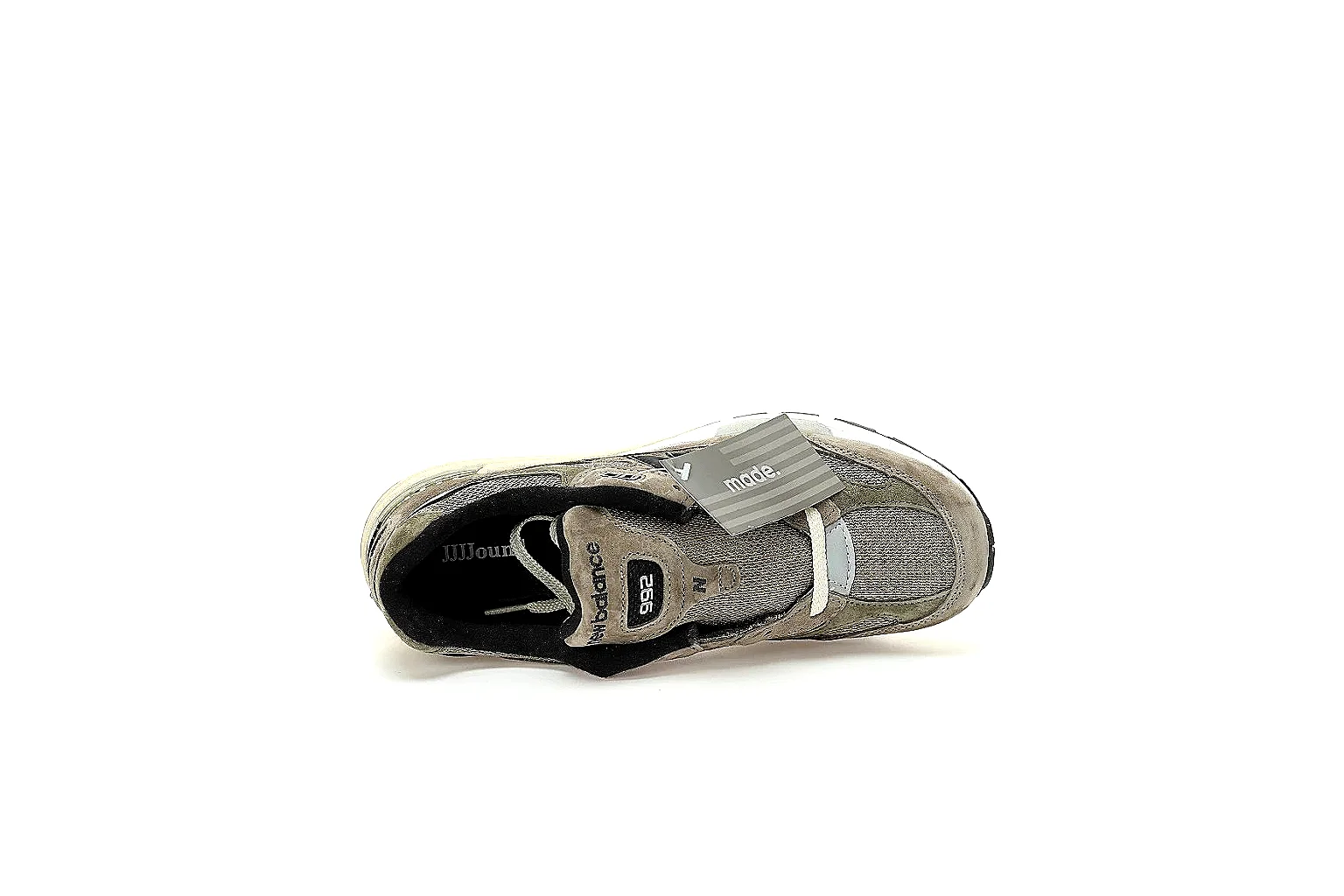 New Balance 992 taupe olive gallery with side rear top outsole and pair QC views thumbnail 3
