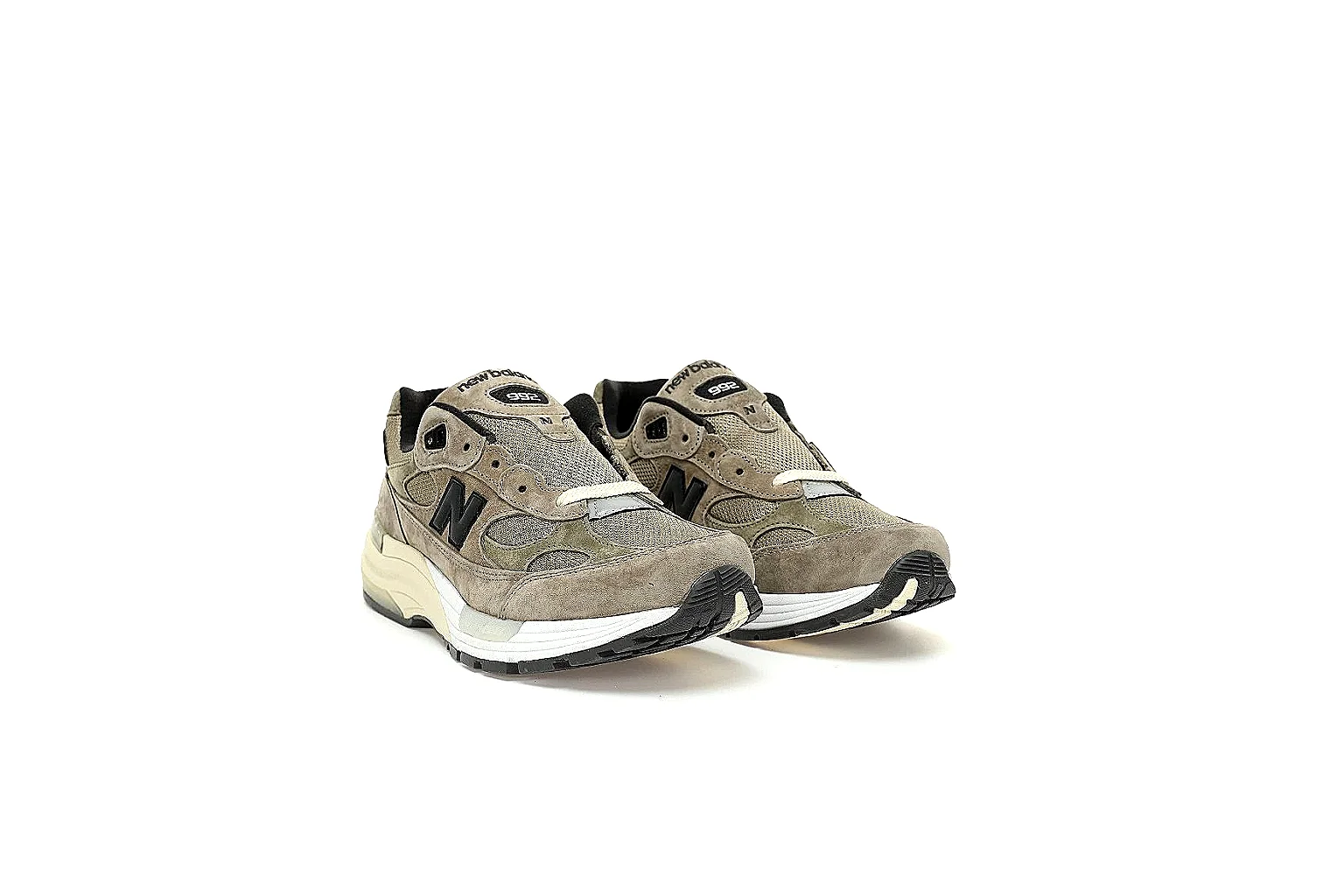 New Balance 992 taupe olive gallery with side rear top outsole and pair QC views thumbnail 5