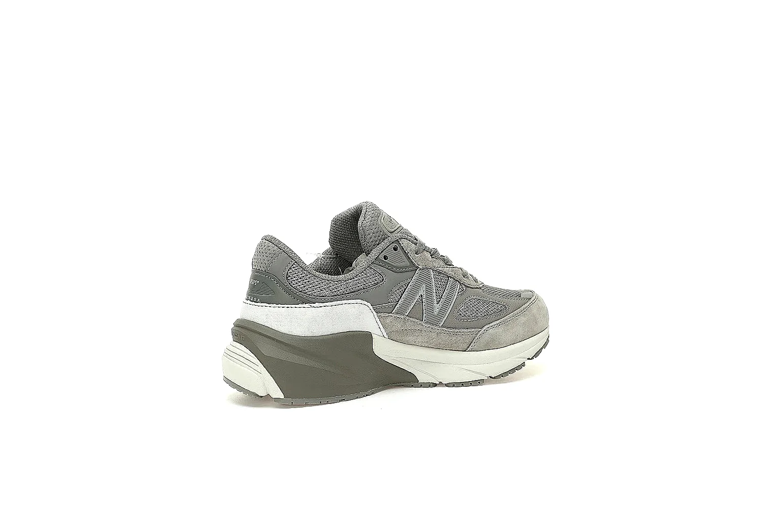 New Balance grey 993 style runner with visible N logo and USA heel proof
