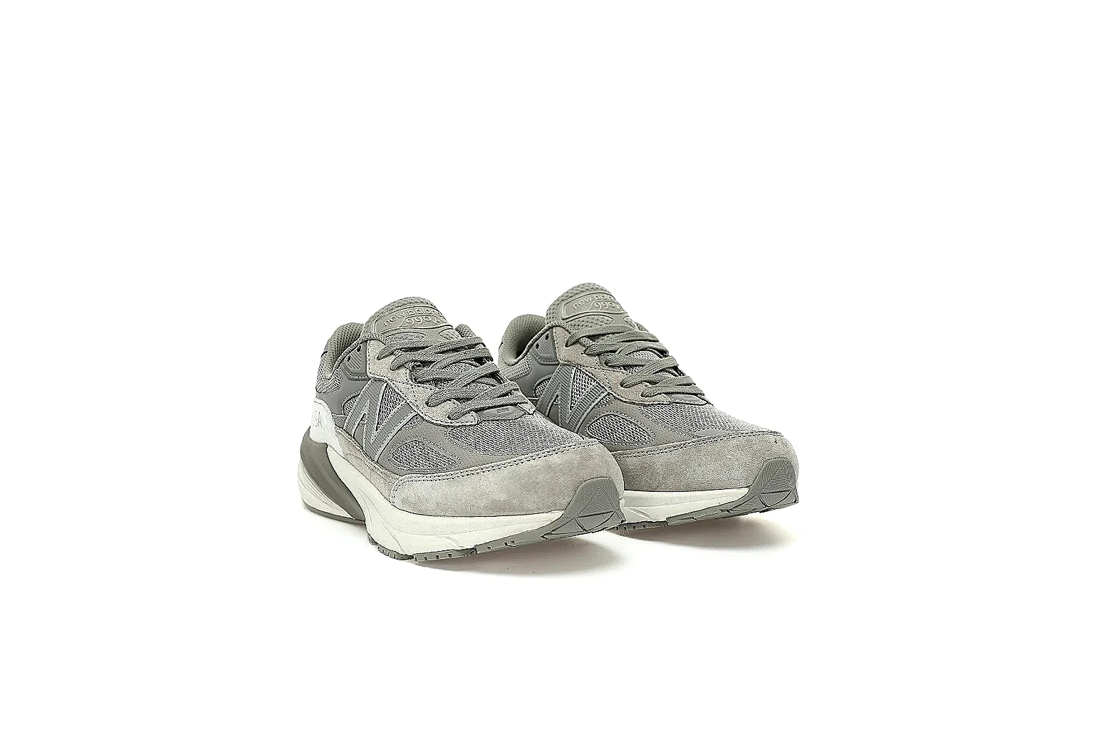 New Balance grey 993 style runner with visible N logo and USA heel proof thumbnail 5