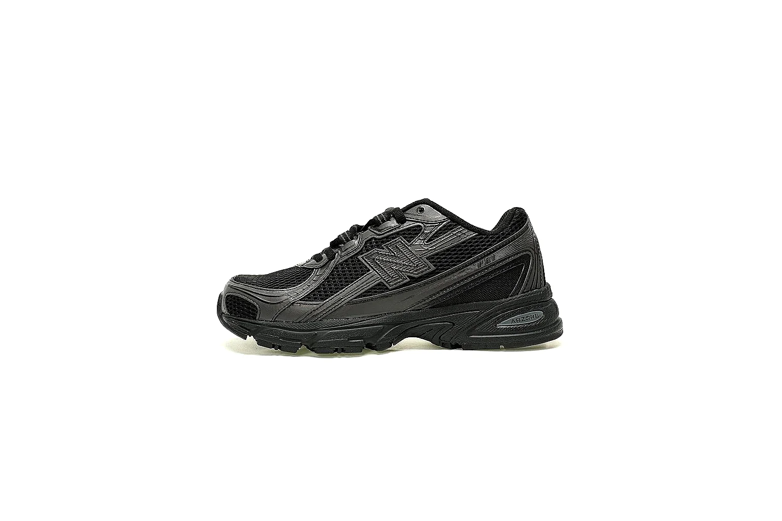 New Balance black low-top runner with ABZORB heel detail and six QC angles thumbnail 2