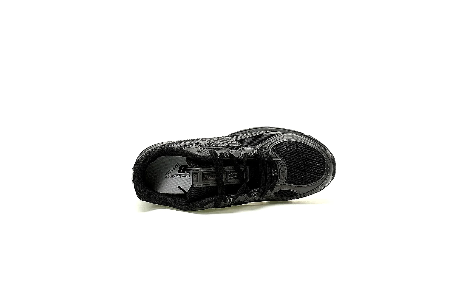 New Balance black low-top runner with ABZORB heel detail and six QC angles