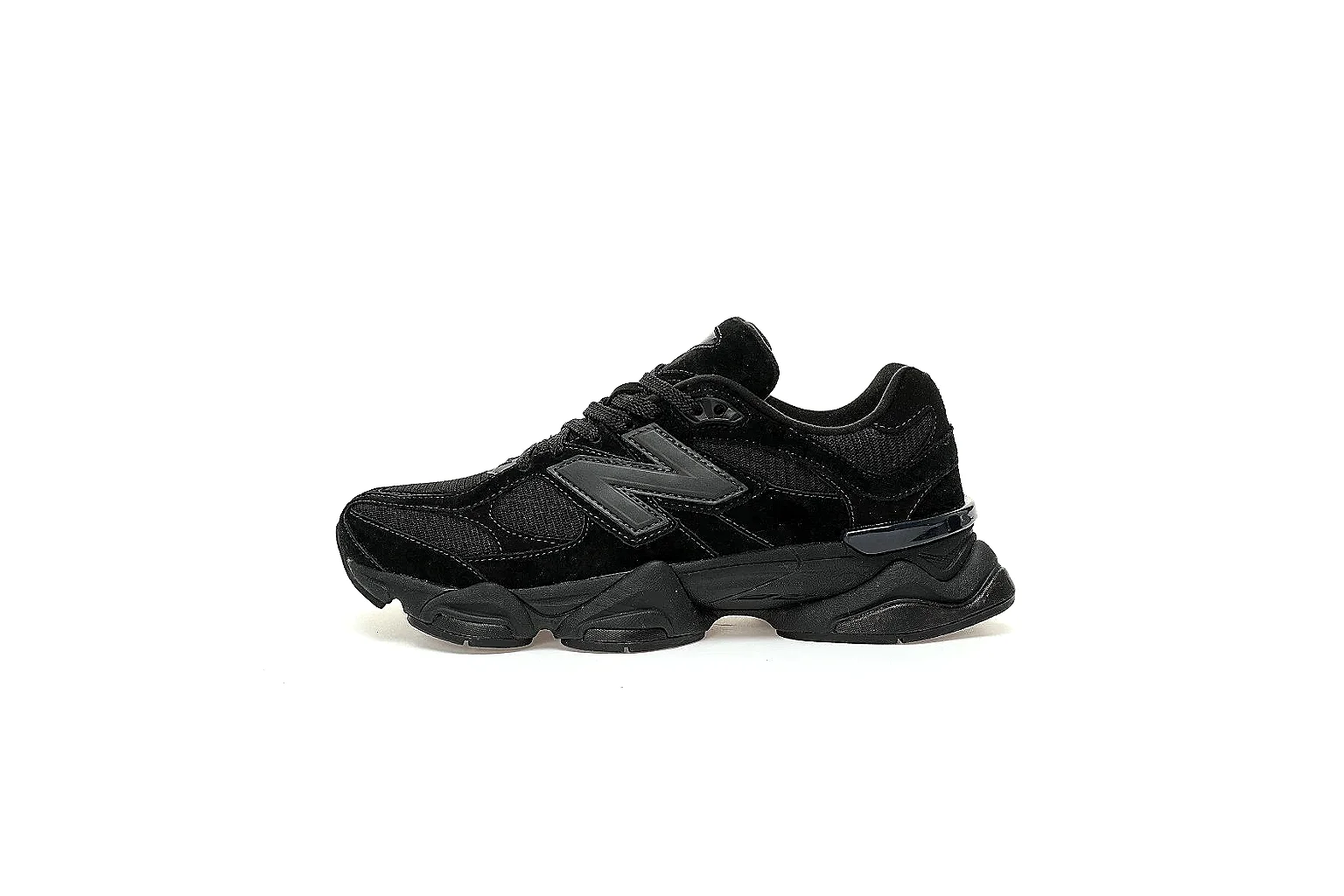 New Balance black runner angled front view showing laces and N logo thumbnail 2