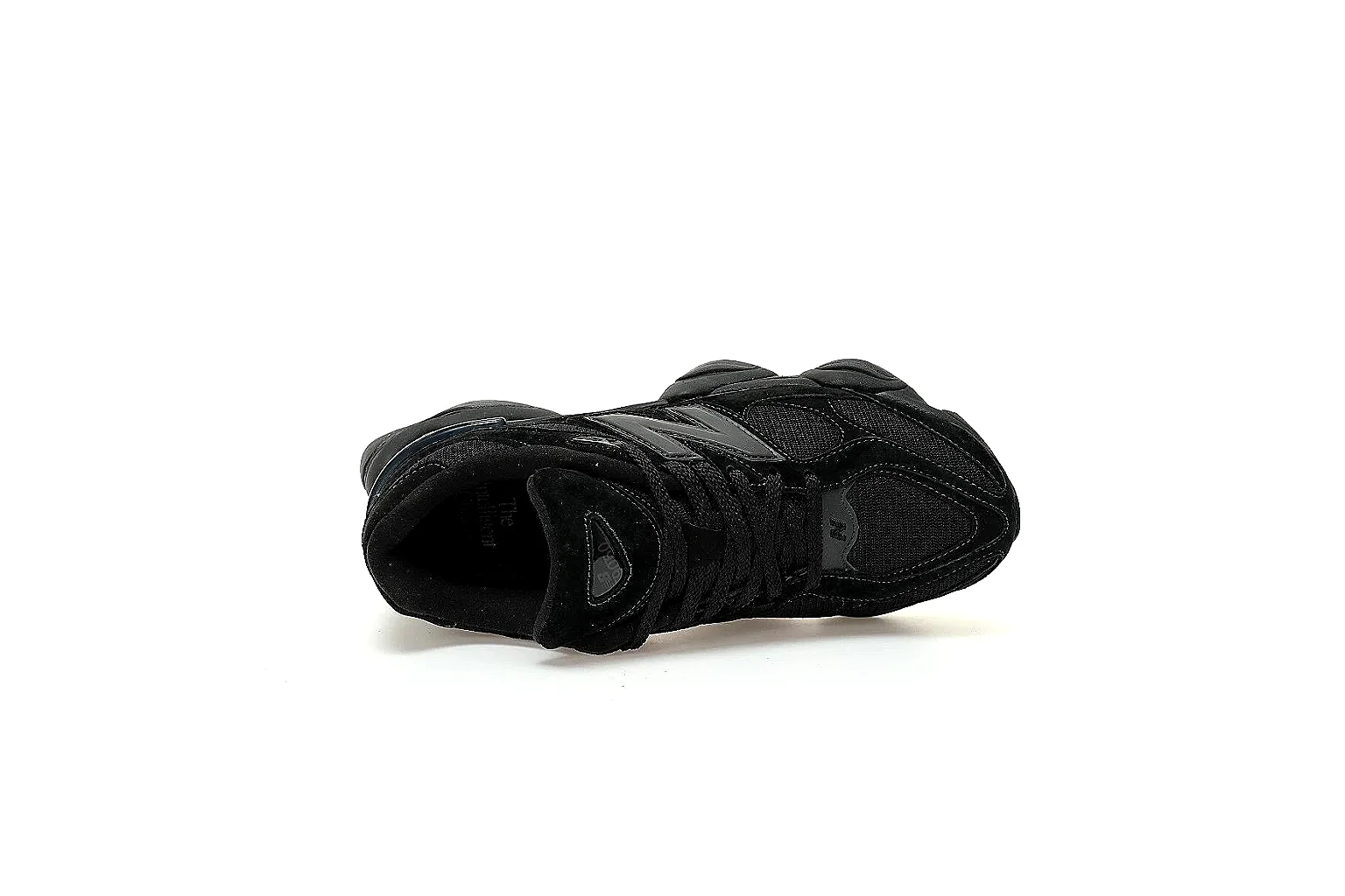 New Balance black runner angled front view showing laces and N logo thumbnail 3