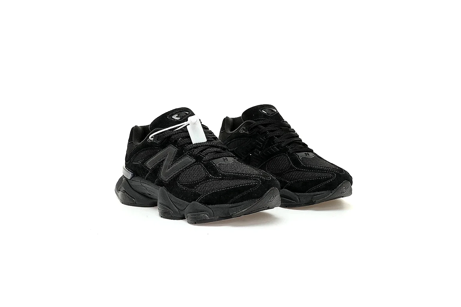 New Balance black runner angled front view showing laces and N logo thumbnail 5