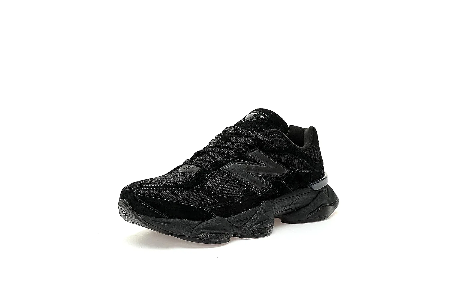 New Balance black runner angled front view showing laces and N logo thumbnail 6