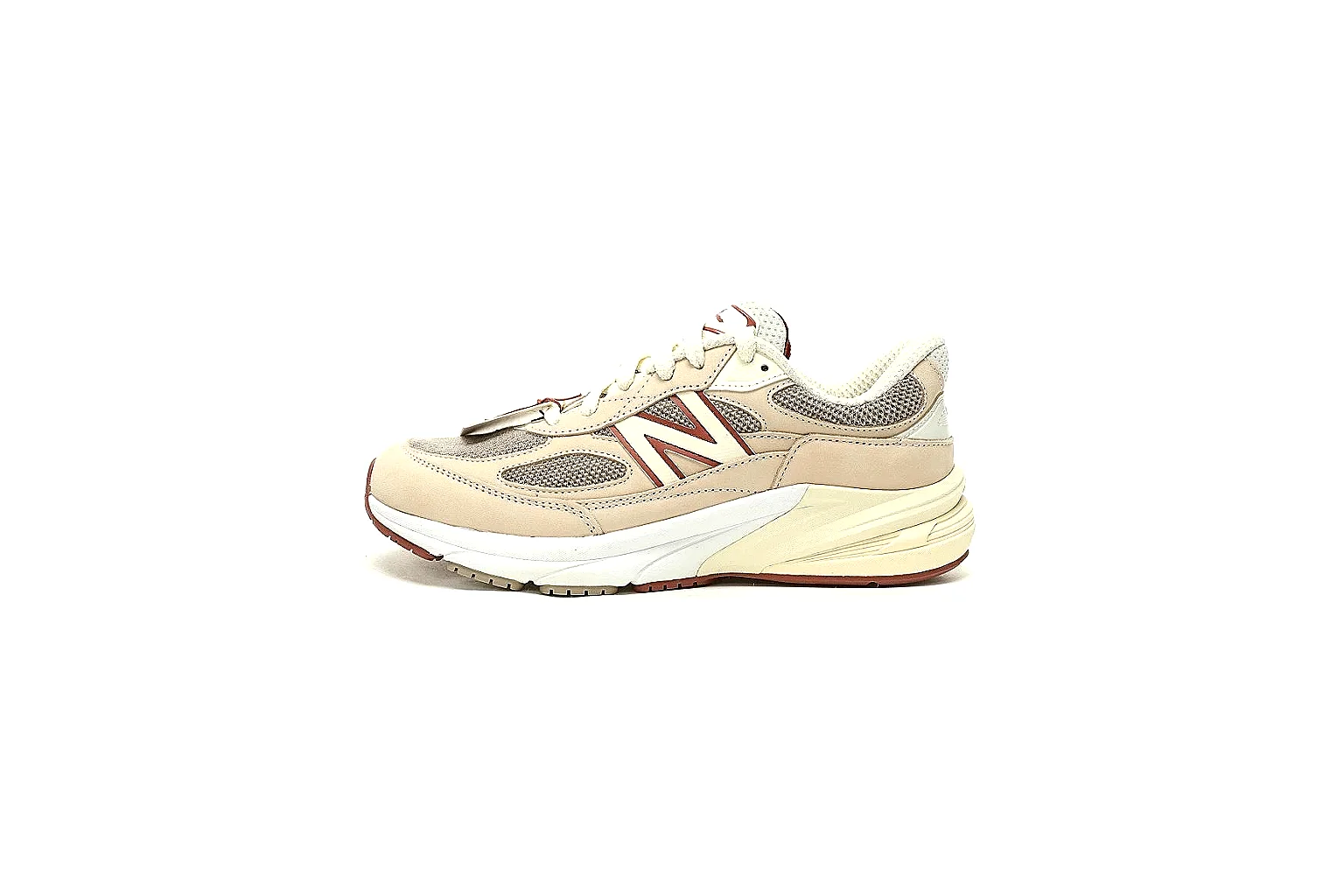 New Balance cream burgundy runner QC comparison gallery with outsole and pair view thumbnail 2