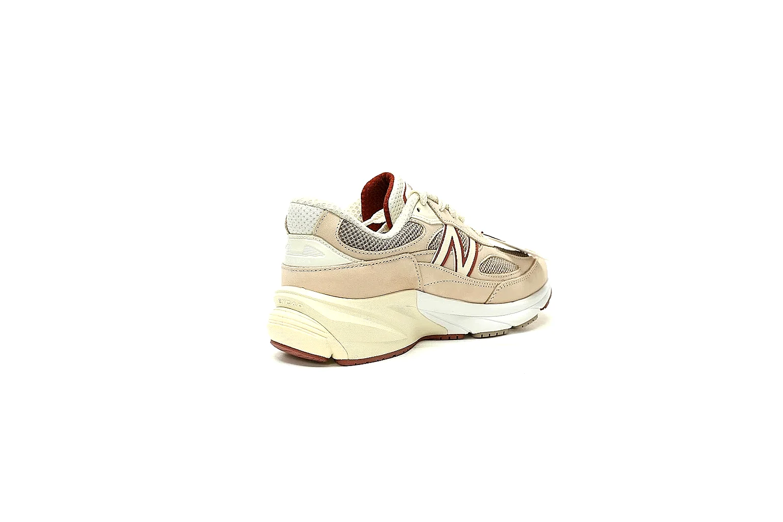New Balance cream burgundy runner QC comparison gallery with outsole and pair view