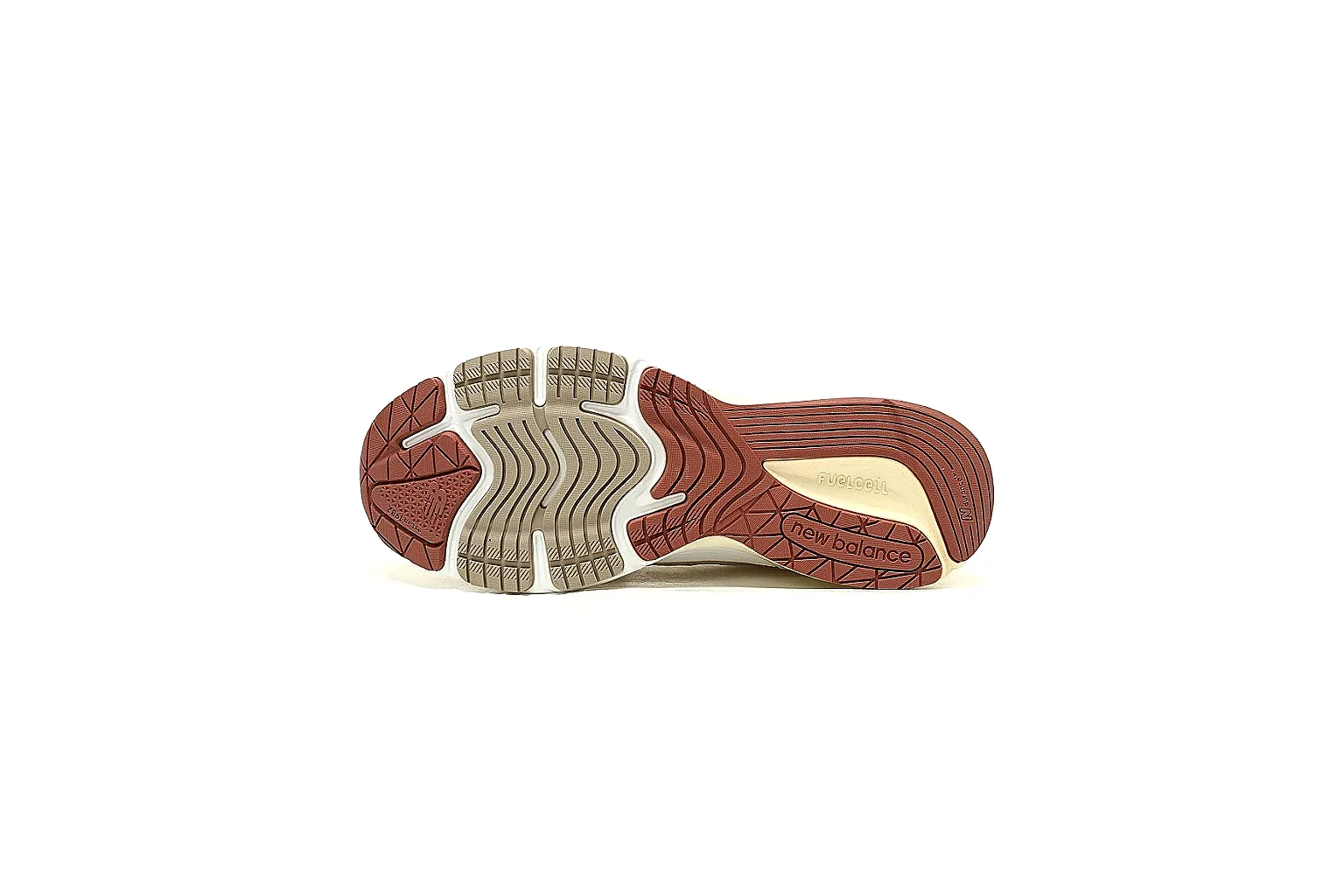 New Balance cream burgundy runner QC comparison gallery with outsole and pair view thumbnail 4