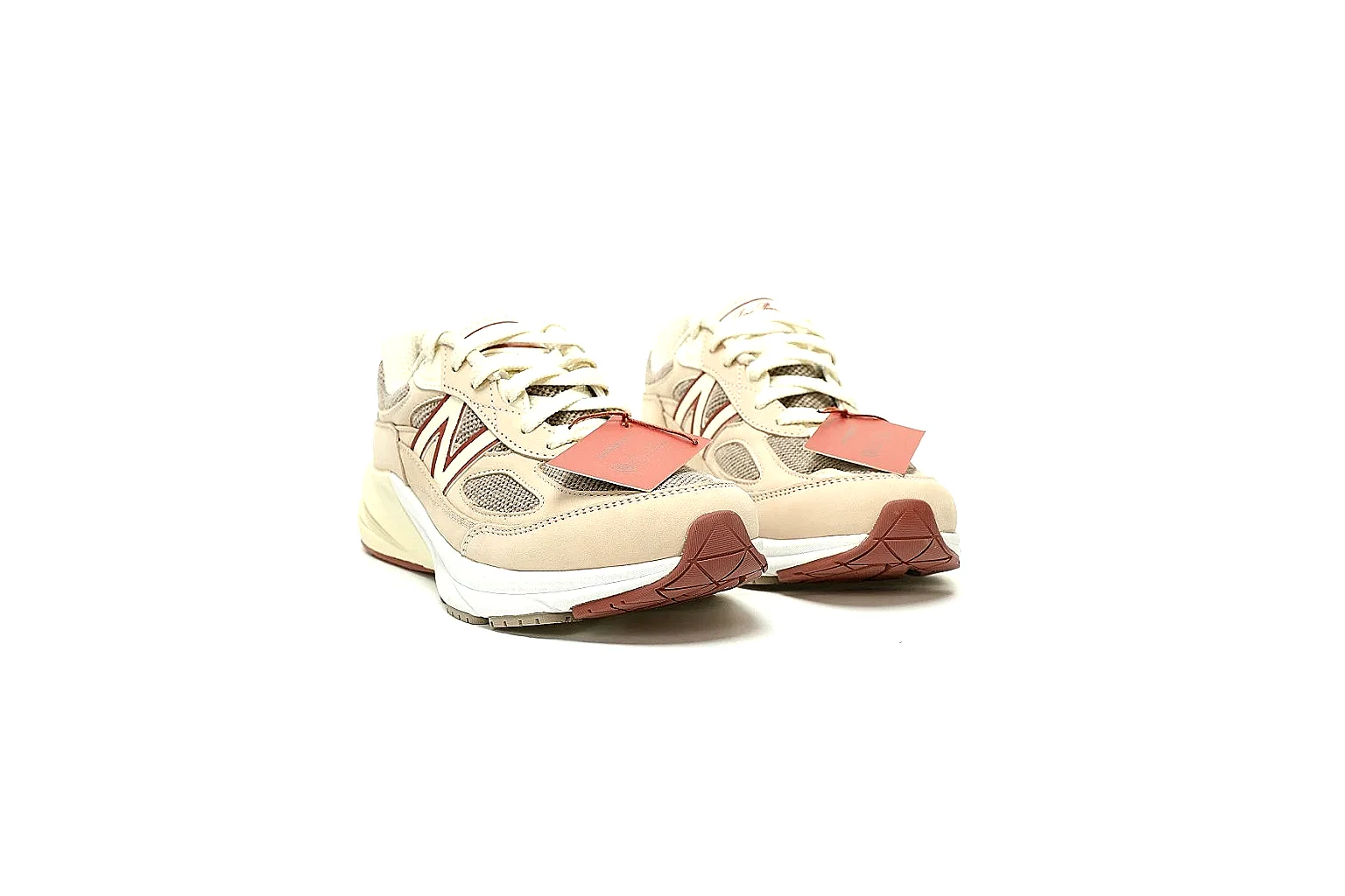 New Balance cream burgundy runner QC comparison gallery with outsole and pair view thumbnail 5