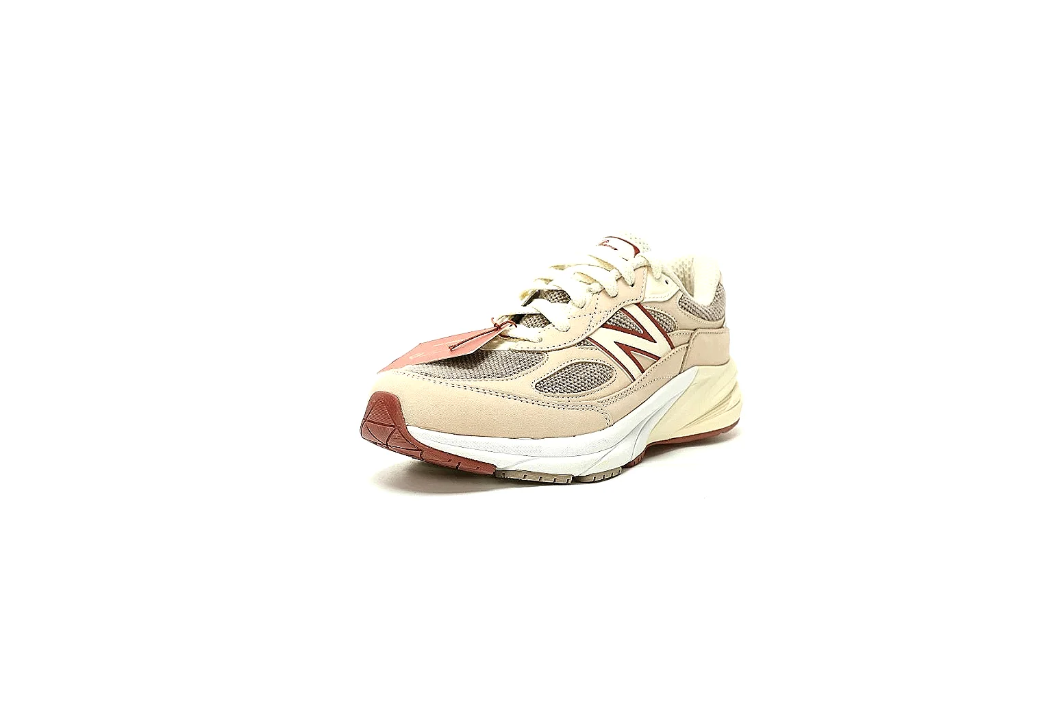 New Balance cream burgundy runner QC comparison gallery with outsole and pair view thumbnail 6