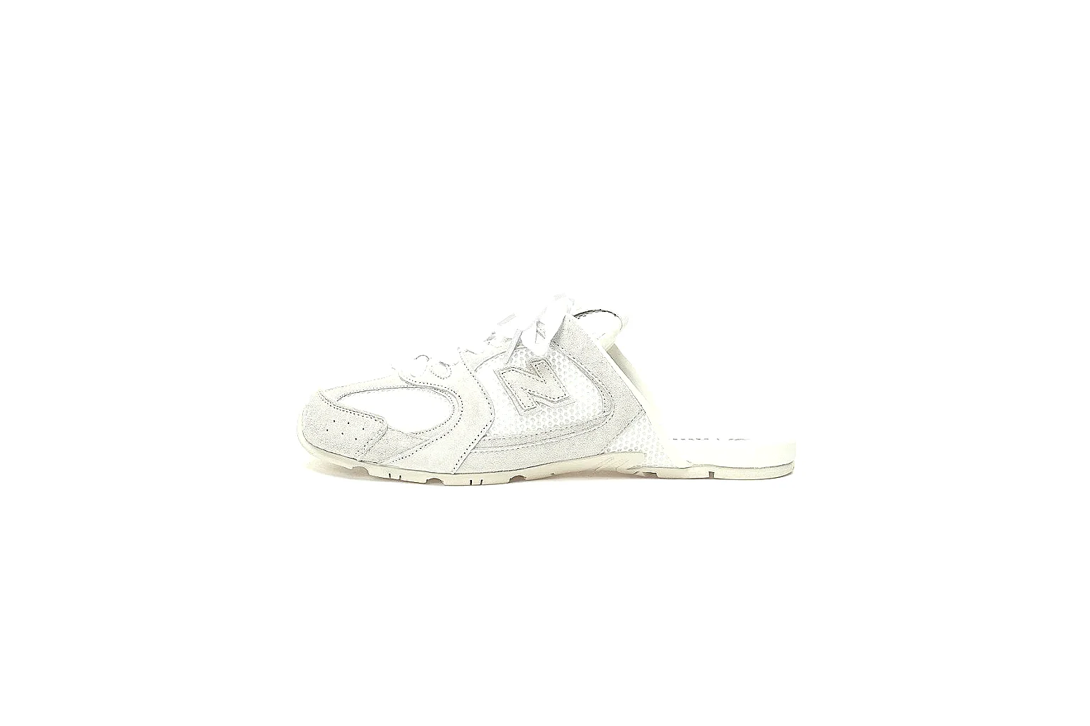New Balance x Miu Miu white mule gallery with side logo and outsole QC views thumbnail 2